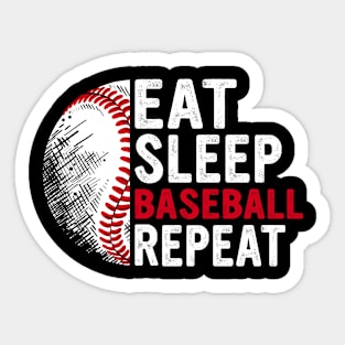 Eat Sleep Baseball Repeat Funny Baseball Players Boys Sticker